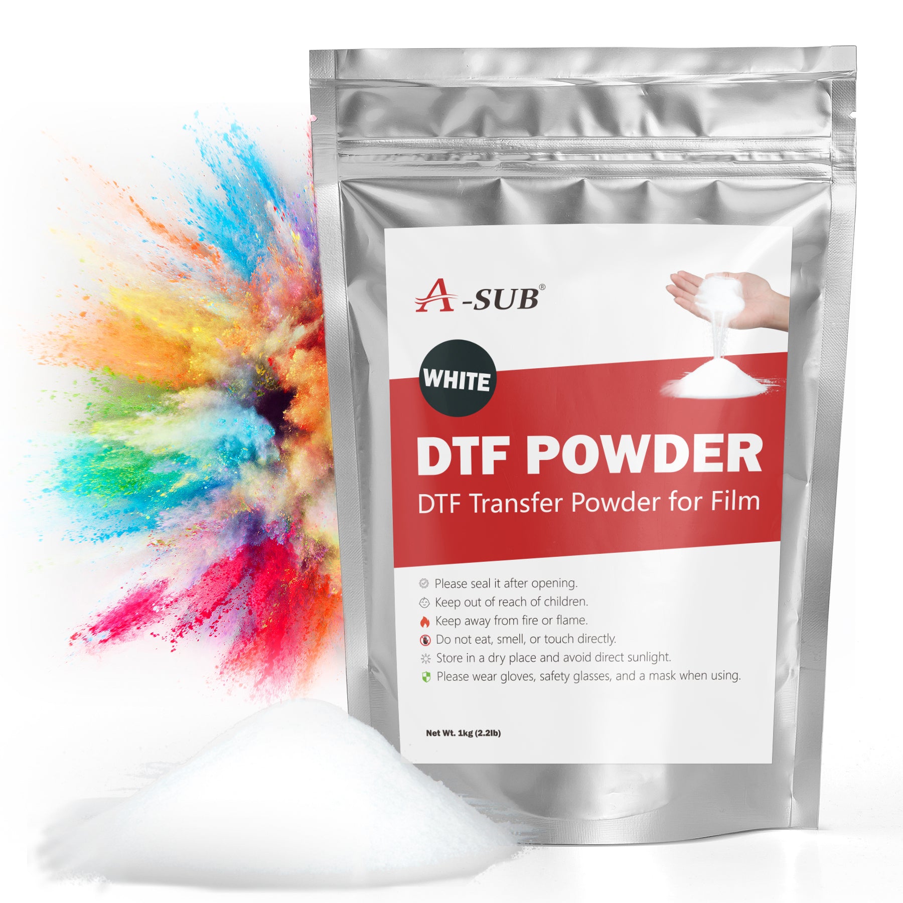 DTF Transfer Powder Adhesive, White Digital Hot Melt DTF Powder for DTF  Printer Ink, DTF Hot Melt Adhesive Powder With DTF Transfer Film for All DTF  Printers on All Fabric (500g ) 