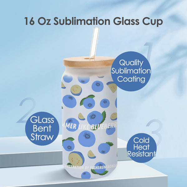 A-SUB 16 OZ Sublimation Glass Cups Frosted 8pcs