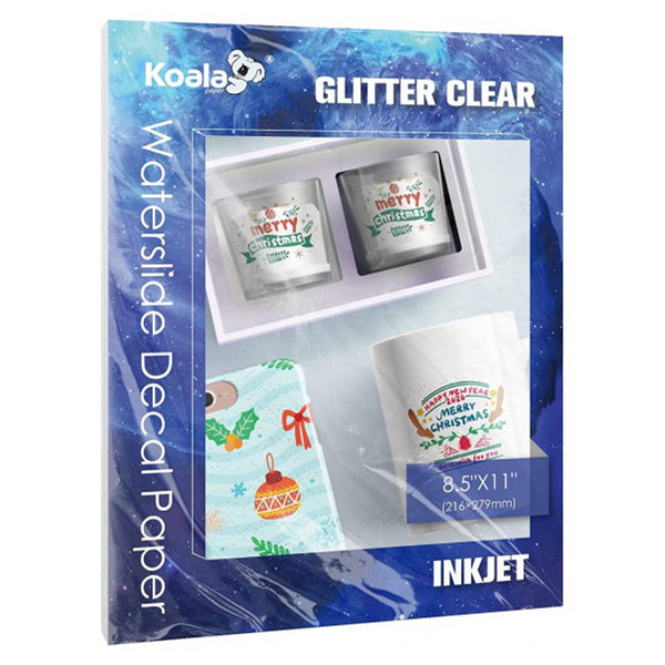 Clear Glitter Waterslide Decal for Inkjet Printer 5 sheets