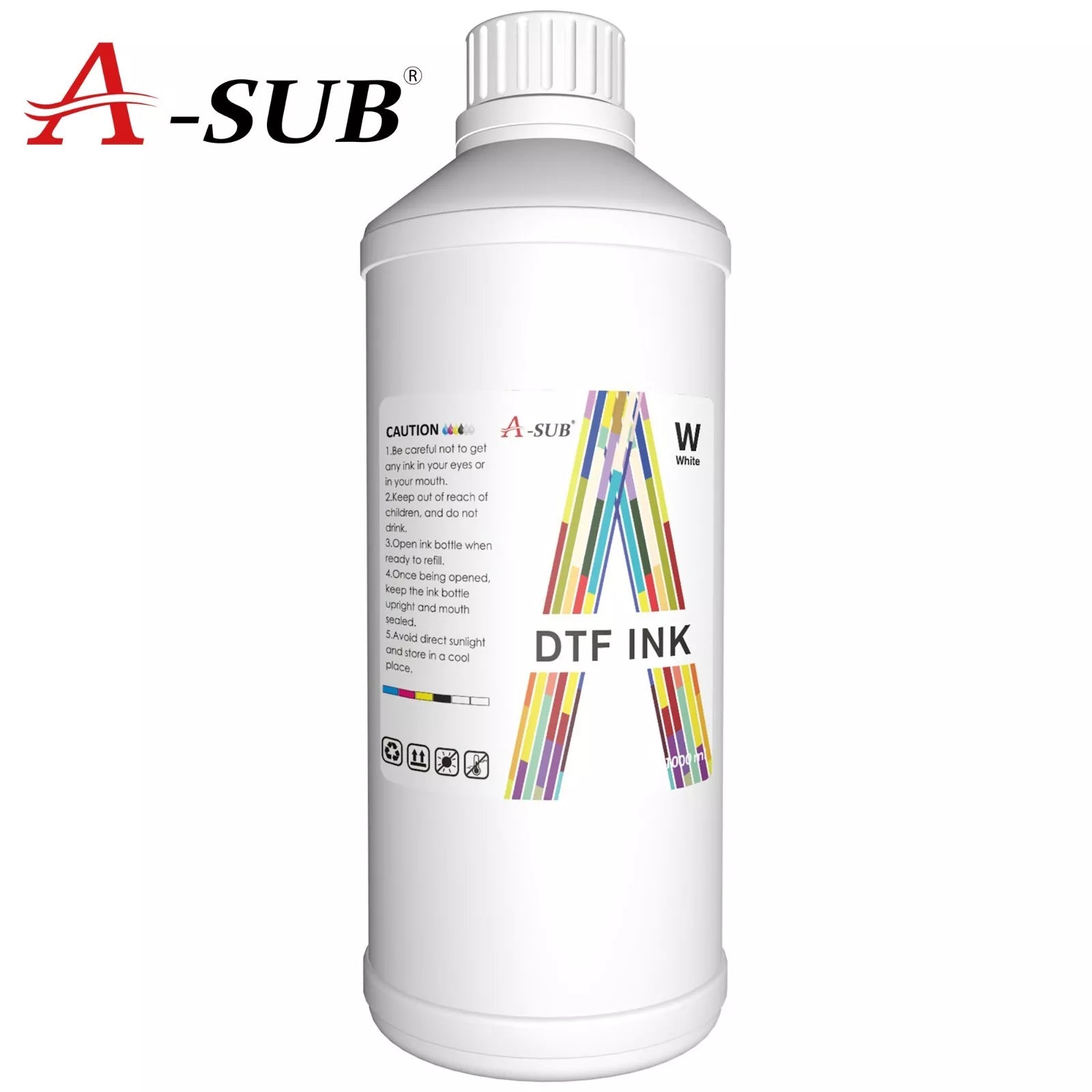 A-SUB  DTF Ink 1000ML 1 Pack (White Black Cyan Magenta Yellow)