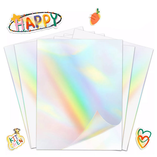 Clear Rainbow Holographic Sticker Paper for Inkjet & Laser Printers 8.5x11 inches