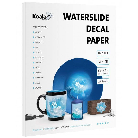 White Waterslide Decal for Inkjet Printer 25 Sheets