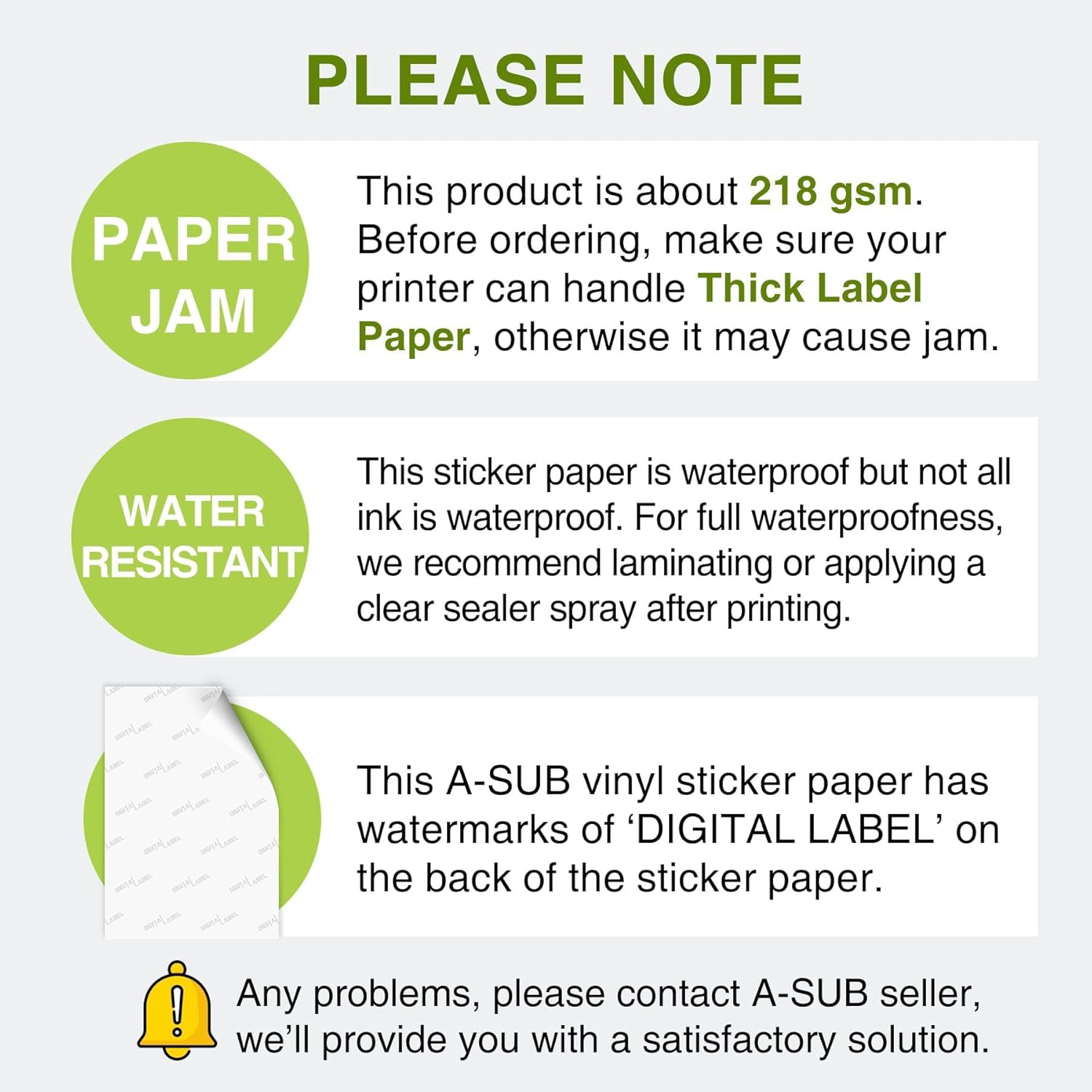 A-SUB Waterproof  Glossy Vinyl Sticker Paper for Inkjet Printer 25 Sheets