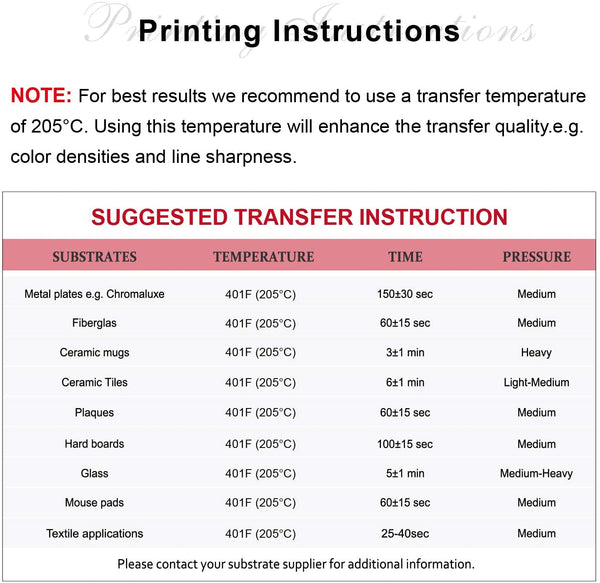 120gsm A3+ Super A3 (329 x 483mm) Dye Sublimation Transfer Paper 200 sheets