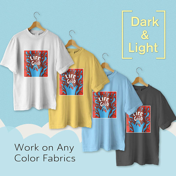 MIX 40 Sheets Light and Dark Transfer Paper , A-SUB PRO Inkjet Iron-on Heat  Transfer Paper for Dark + Light Fabrics, Transfer Paper for T-shirts