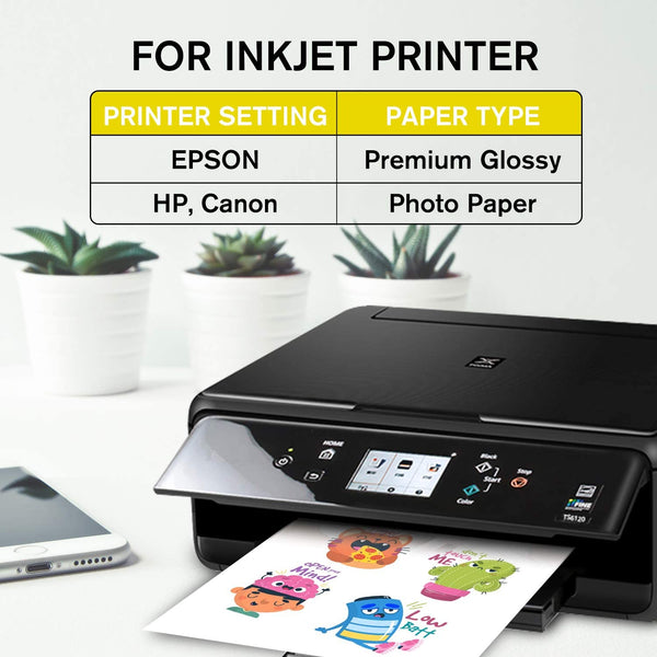 Waterproof Printable Vinyl Sticker Paper for Inkjet Printer - 15 Clear  White A4